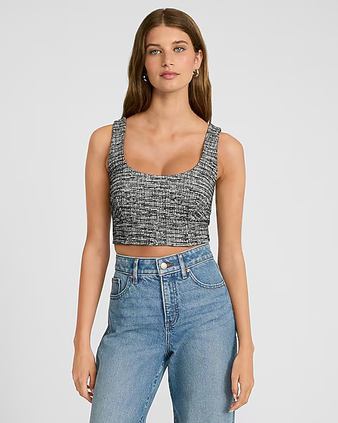 Tweed Scoop Neck Corset Tank | Express