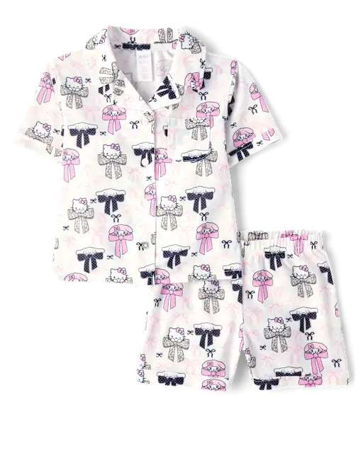 Girls Hello Kitty® And Friends Bow Button Front Pajamas - White | The Children's Place