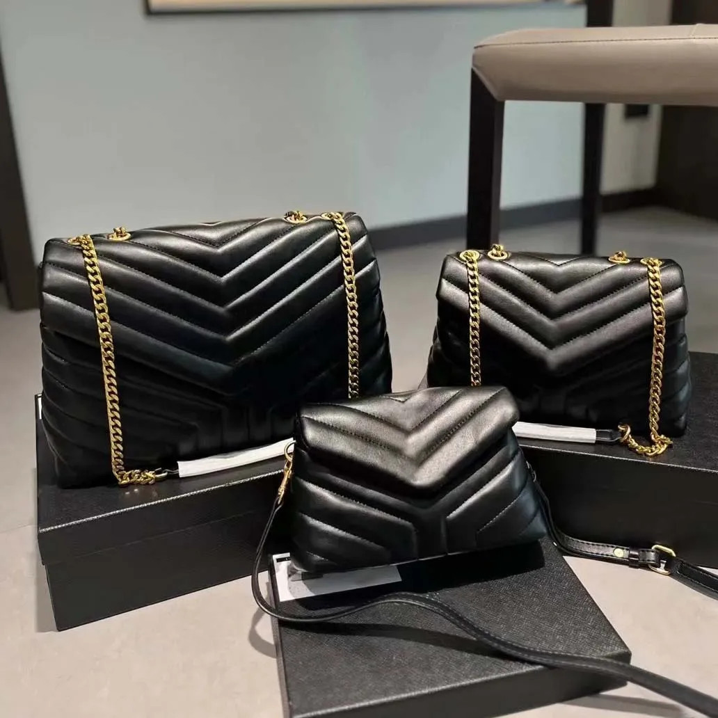 Black Designer Bag Leather Shoulder Bag with Gold Chain Elegant Women's Crossbody Handbag | DHGate