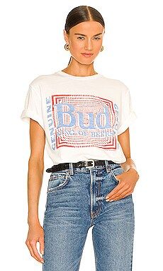 Junk Food Budweiser Psych Pattern Tee in White in Vintage White from Revolve.com | Revolve Clothing (Global)
