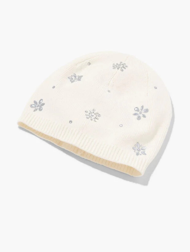 Snowflake Embellished Soft Knit Beanie | Talbots