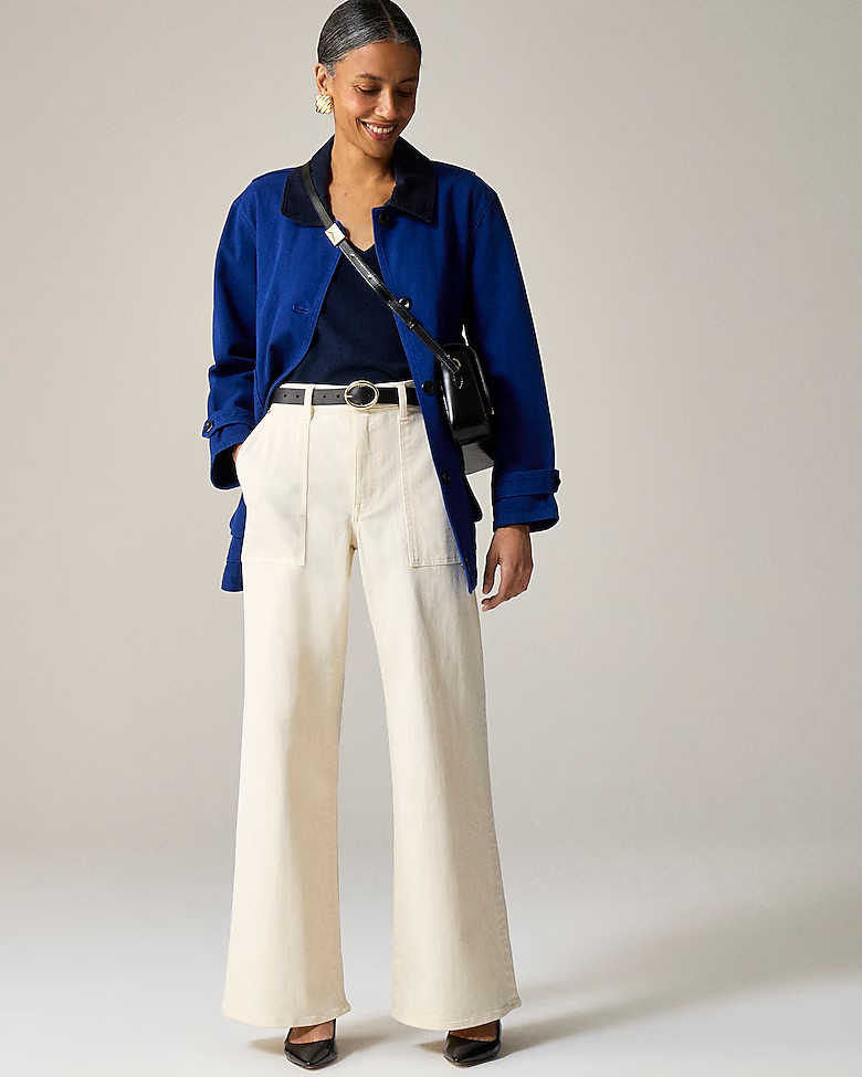 Petite camp-pocket wide-leg jean | J. Crew US