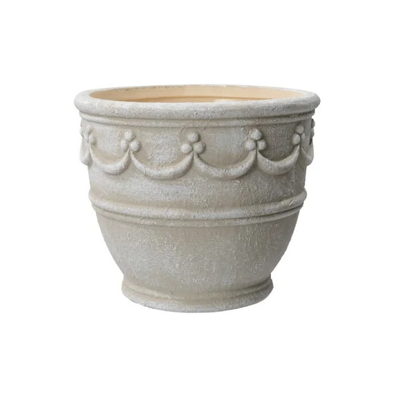 My Texas House Ceramic 8" Retro Planter, Wave Embossed, Cream | Walmart (US)