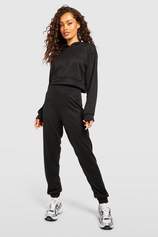 Melange Knitted Hoody And Jogger Two-Piece Set | Boohoo.com (US & CA)
