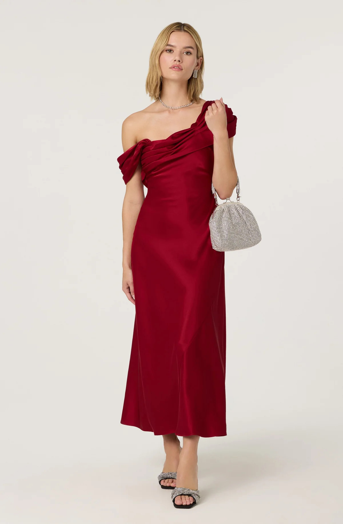 Alyssia One Shoulder Maxi Dress - Deep red / XS | ASTR The Label (US)