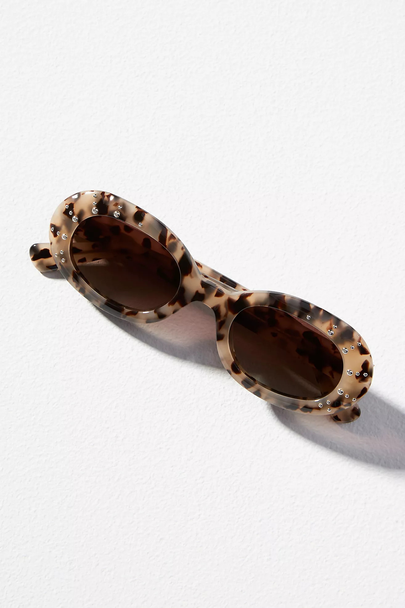 Crystal Tortoiseshell Oval Sunglasses | Anthropologie (US)