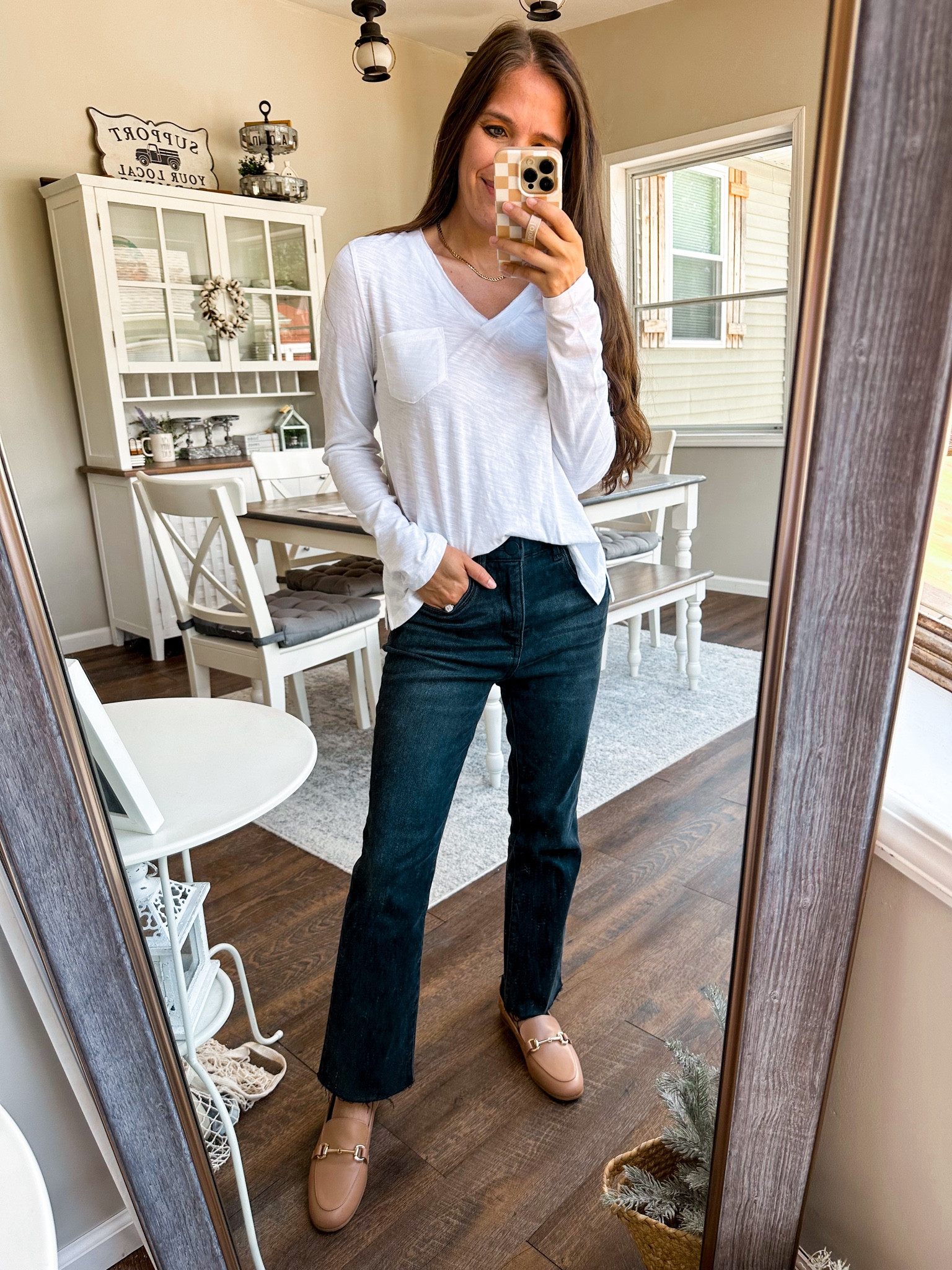 Basics from the Nsale! 
Top XS 
Jeans tts petite 
Loafer tts 

#LTKStyleTip #LTKxNSale #LTKSaleAlert