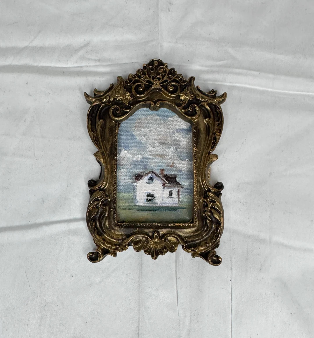 Vintage Golden Framed Oilpainting Landscape Farmhouse and Garden Original and Authentic Hand Pain... | Etsy (US)