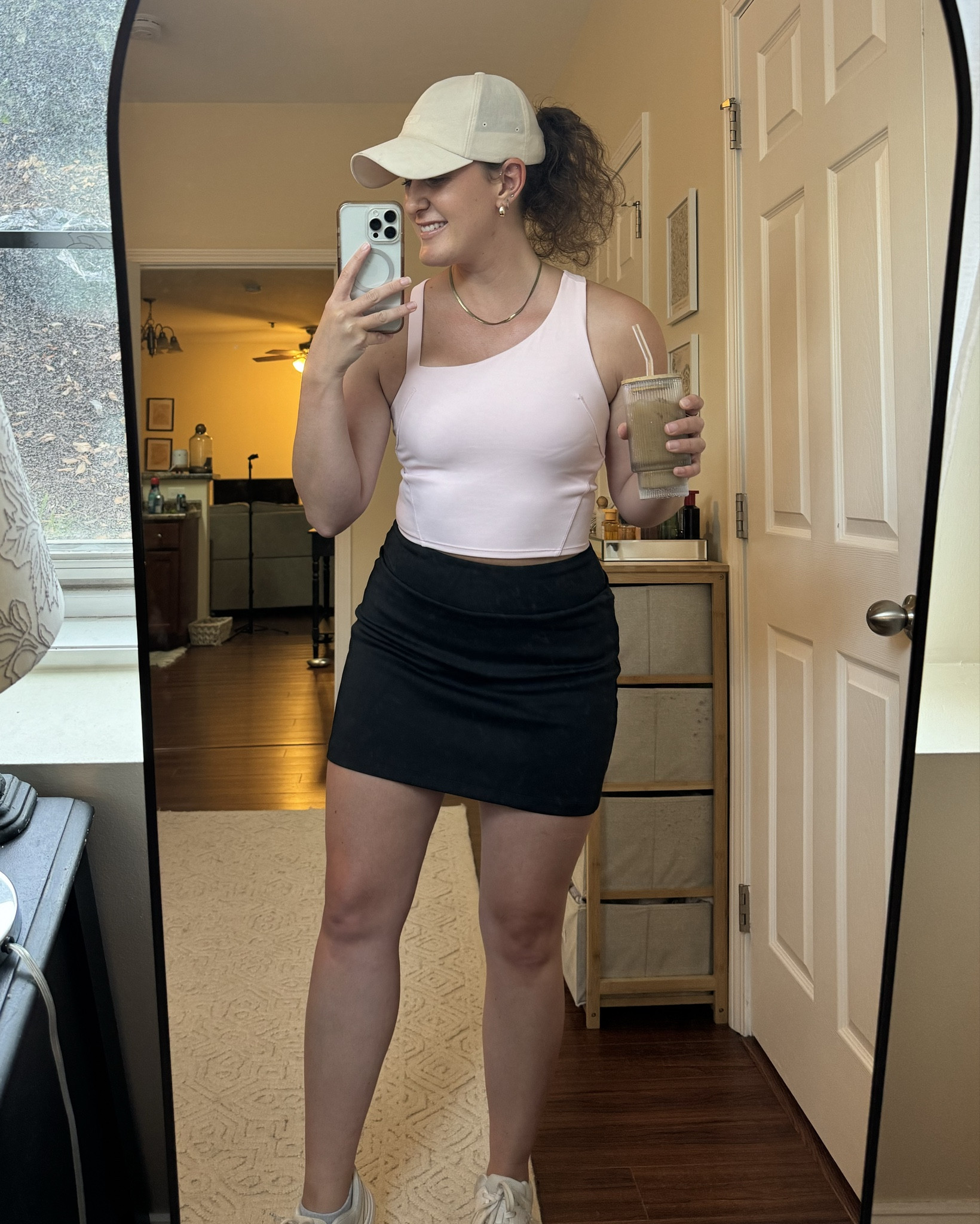 Cute casual out and about outfit for a hot summer afternoon! This Lulu top is so flattering and unique and is currently on sale for less than $50!!! 

Nike // Lululemon // Skort // On Cloud // Tennis // Ball cap // Summer // Iced coffee // mocktail // cup // kitchenware // to go cup // curly hair // athleisure // H&M // gorjana // Amazon // summer // style 

#LTKSummerSales #LTKSaleAlert #LTKStyleTip