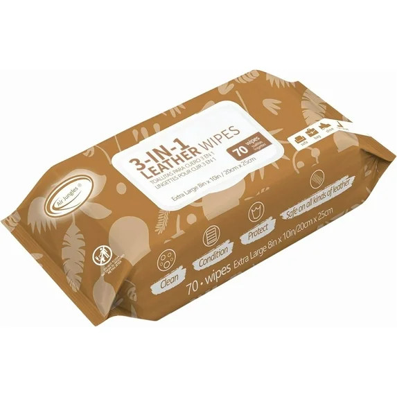 Air Jungles 3in1 Leather Cleaner Wipes for Vinyl & Leather, 70 Count | Walmart (US)