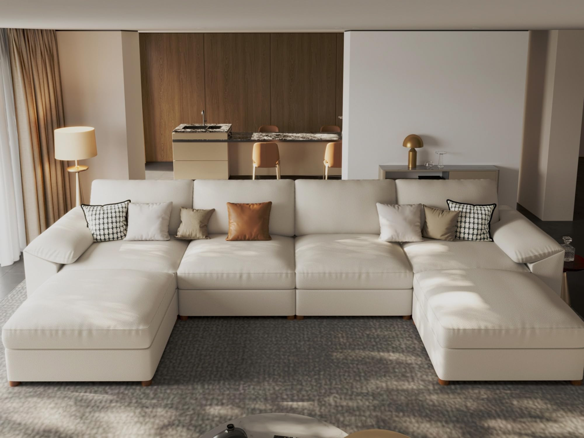 EASE MOOSE Oversized Modular Sectional Sofa,Leather Sectional Couch with Deep Seat,Extra Large U ... | Amazon (US)