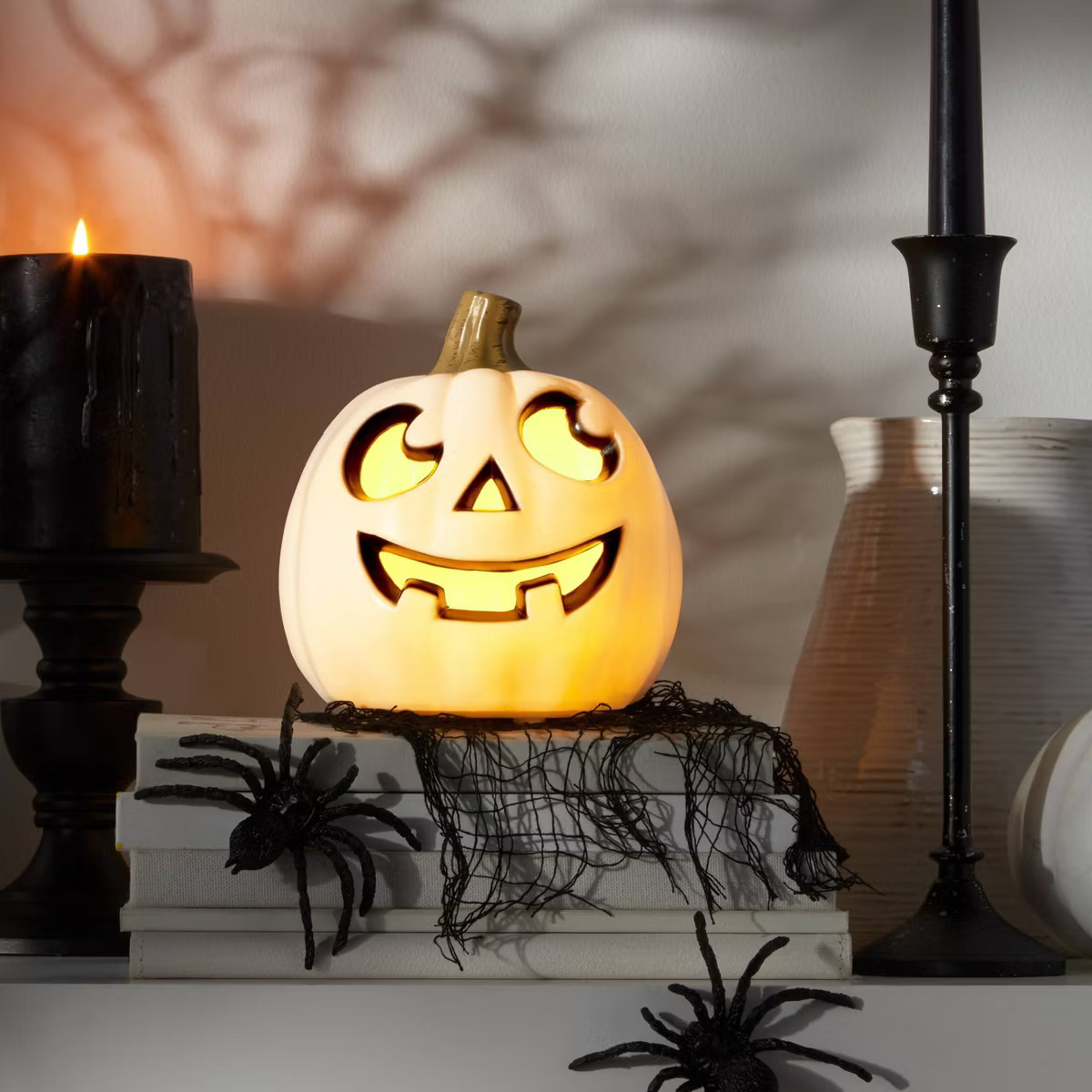 5" Light Up Pumpkin with Happy Face White Halloween Decorative Prop - Hyde & EEK! Boutique™ | Target