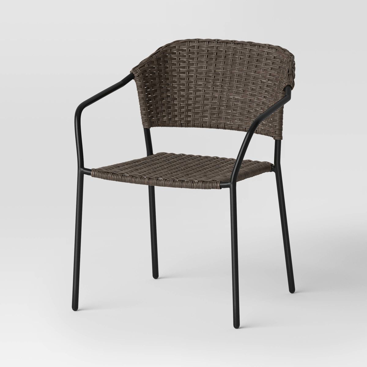 Stack Steel & Wicker Outdoor Patio Chairs, Arm Chairs Black - Room Essentials™ | Target