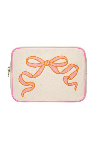 Stoney Clover Lane Hand Embroidered Bow Canvas Large Pouch in Bubblegum from Revolve.com | Revolve Clothing (Global)