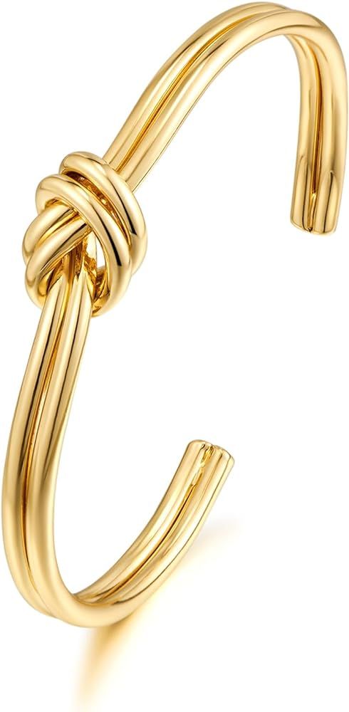 WOWORAMA Dainty Gold Cuff Bracelets for Women Delicate Thin Wire Open Bangle Bracelets Stackable ... | Amazon (US)
