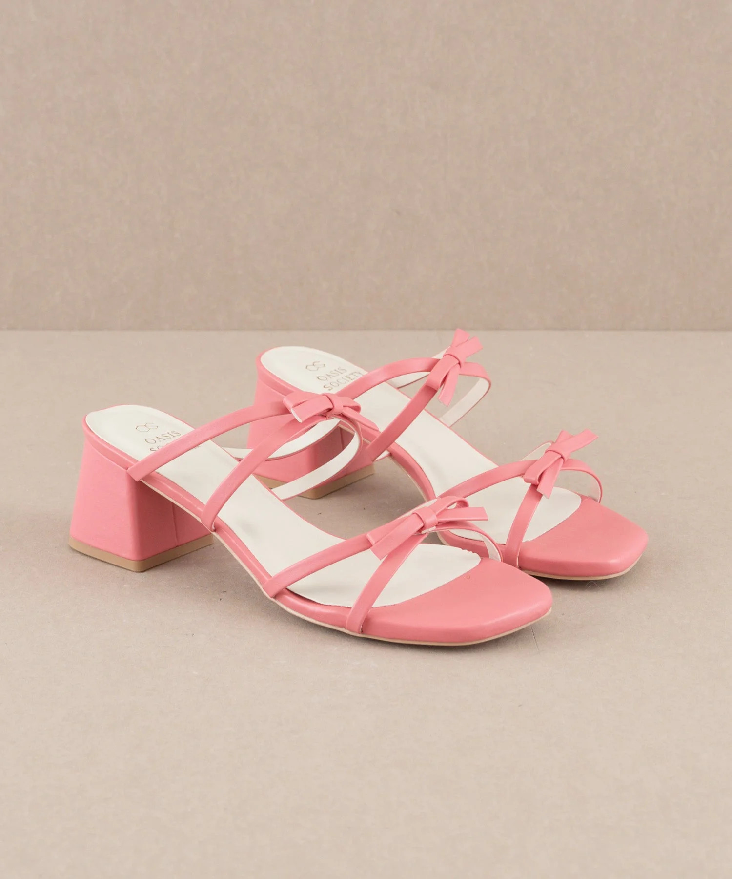 The Maci | Pink Strappy Heel with Bow Details | Oasis Society