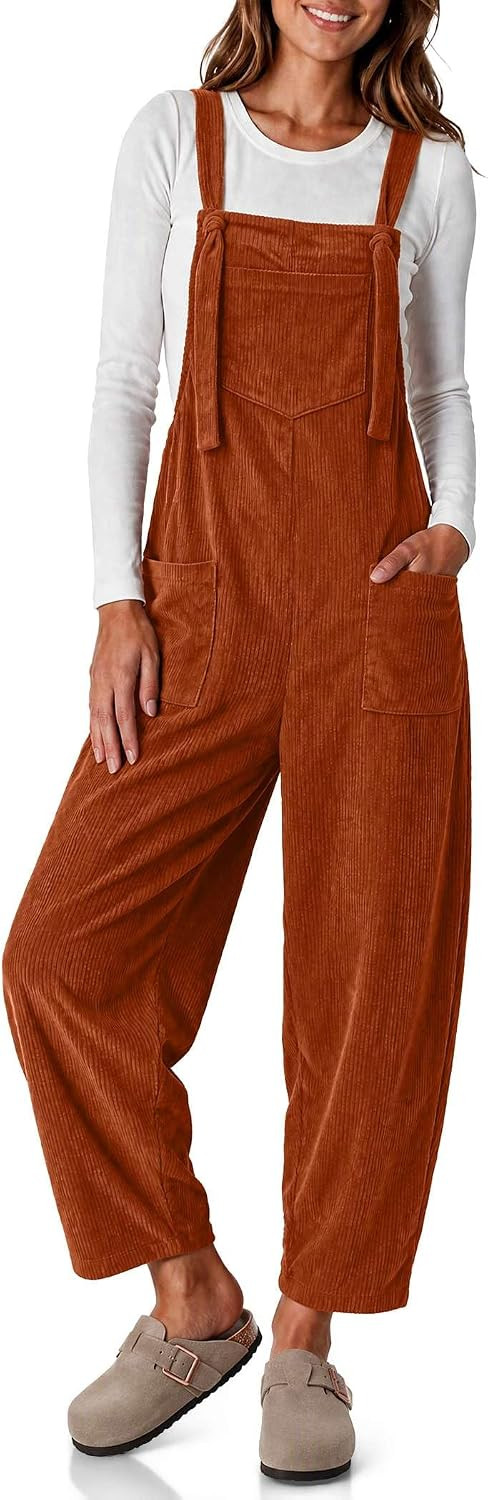 Ekouaer Corduroy Overalls for Women Loose Fit Casual Fall Jumpsuits | Amazon (US)