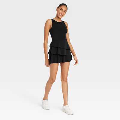 Women's Knit High Neck Layered Active Dress - JoyLab™ Black M | Target