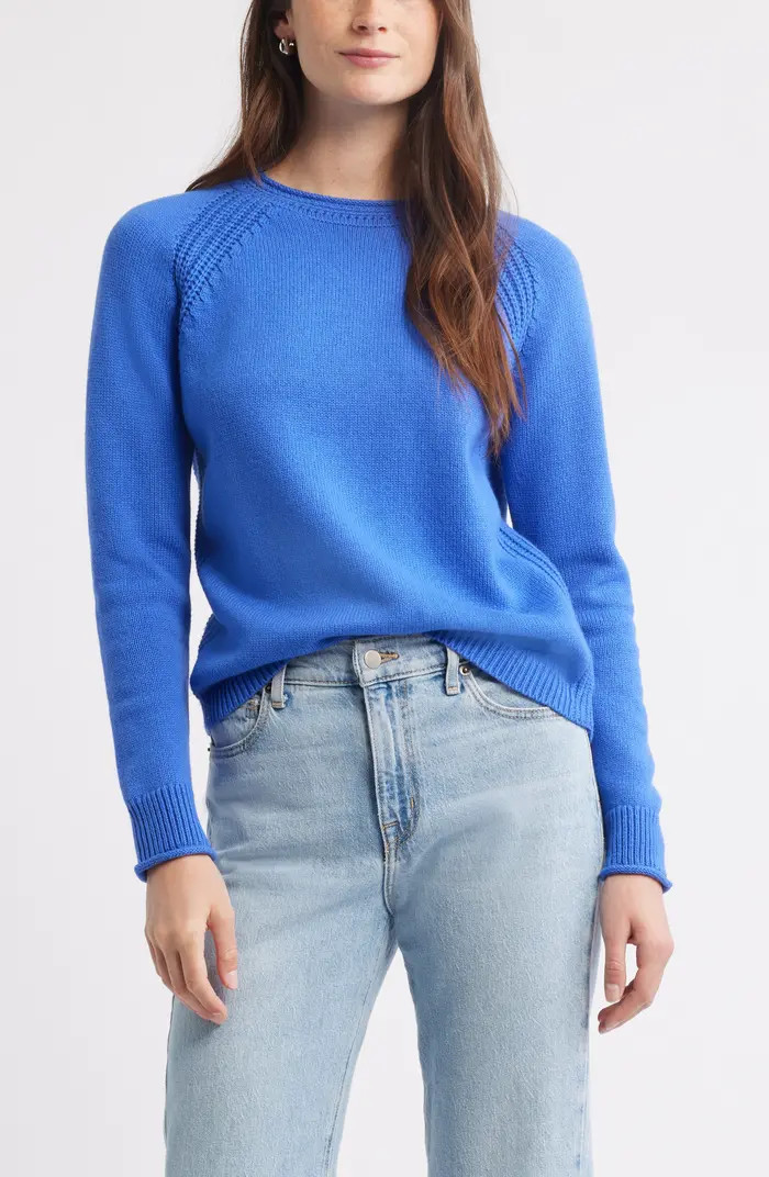 Caslon® Raglan Sleeve Roll Neck Wool & Cotton Sweater | Nordstrom | Nordstrom