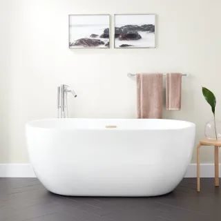 Boyce 56" Free Standing Acrylic Soaking Tub with Rear Integrated Drain and Overflow | Build.com, Inc.