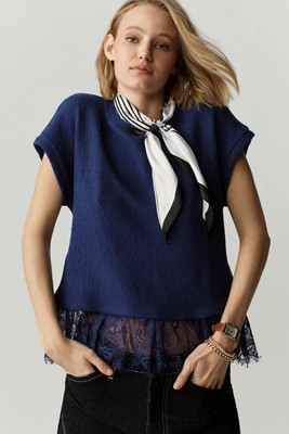 Maeve Ruffled Lace Tee | Anthropologie (US)