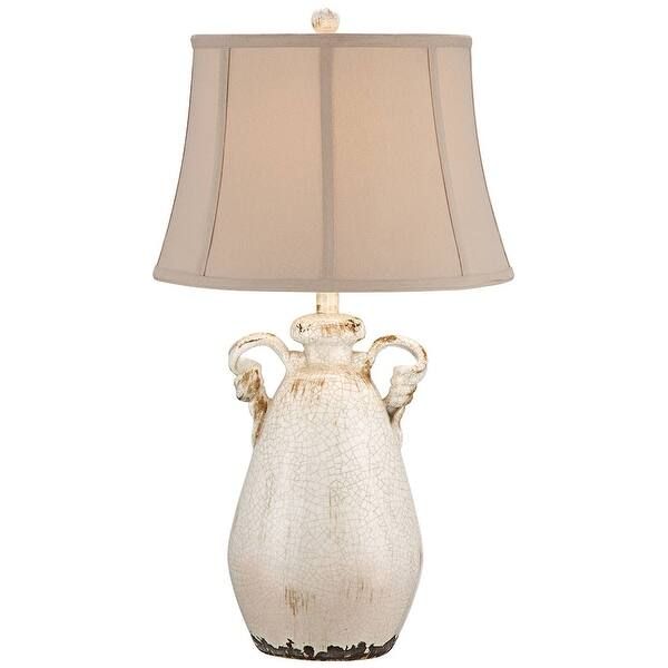 Country Cottage Table Lamp 27" Tall Crackled Ivory Glaze for Bedroom - 16" x 28" | Bed Bath & Beyond