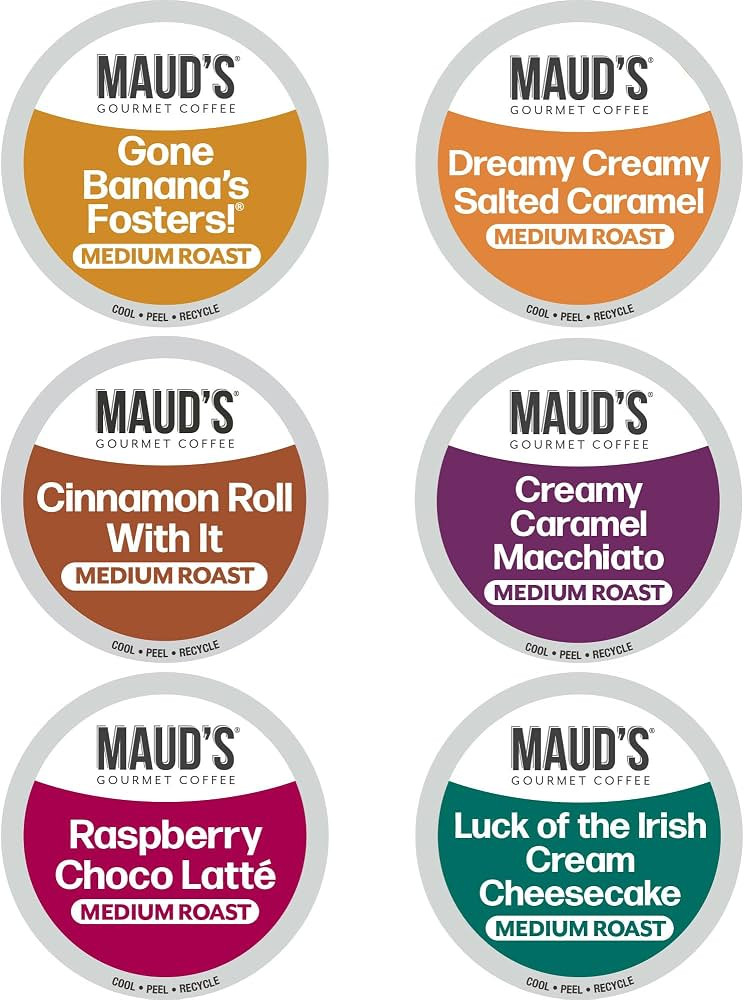 Maud's Flavored Coffee Pods Variety Pack, 24 ct, 6 Assorted Flavors, Medium Roast Flavored Coffee... | Amazon (US)