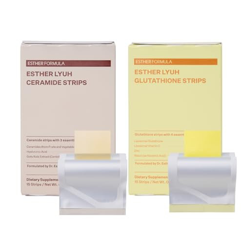 ESTHER FORMULA Radiance Duo — Glutathione Strips (15 ct) & Ceramide Strips (15 ct) | Fast-Absorbing Oral Beauty Film for Skin Glow, Hydration & Barrier Support | Korean Supplements | Made in USA | Amazon (US)