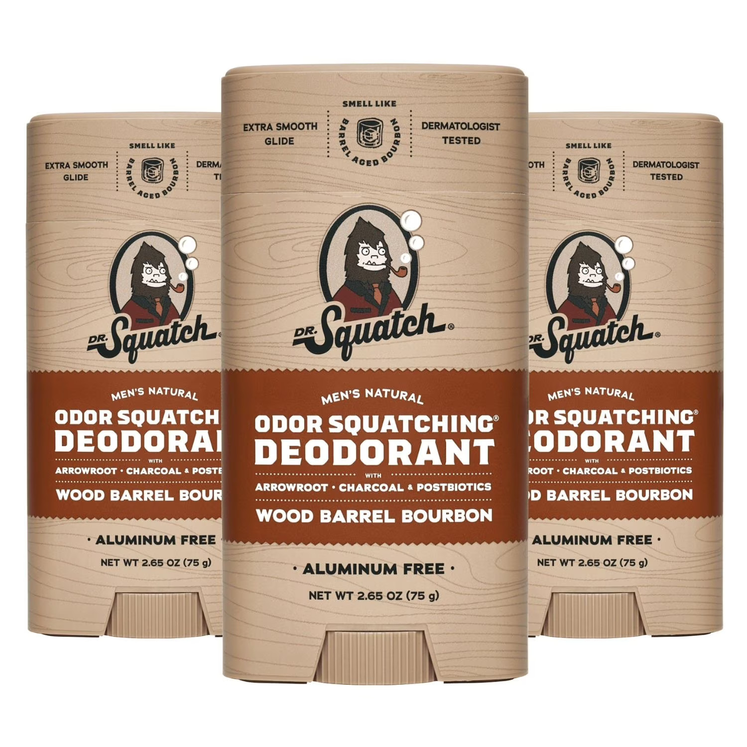 Dr. Squatch Wood Barrel Bourbon Wide Stick Deodorant, 2.65 oz., 3 pk. | Sam's Club
