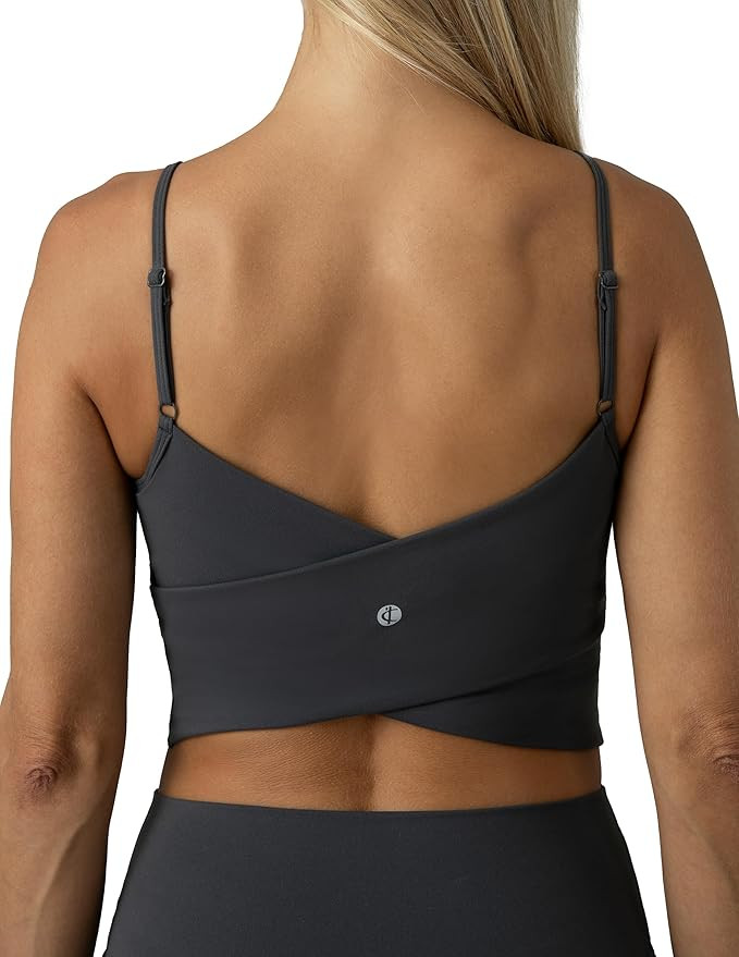 Colorfulkoala Women's Dreamlux Crop Tank Tops with Built in Bra Adjustable Spaghetti Strap Workou... | Amazon (US)