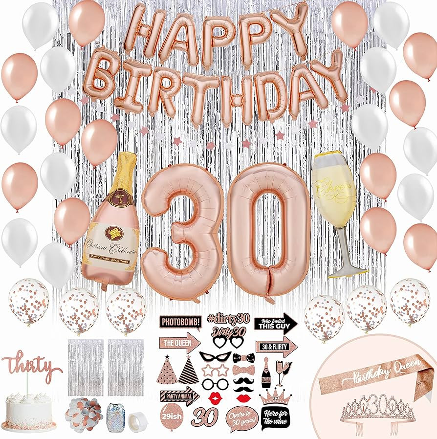 PartyHooman 30th Birthday Decorations for Women With 30th Birthday Sash and Rhinestone Tiara | 30... | Amazon (US)