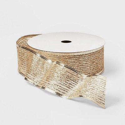 2" Stripe Ribbon Gold 100ft - Wondershop™ | Target