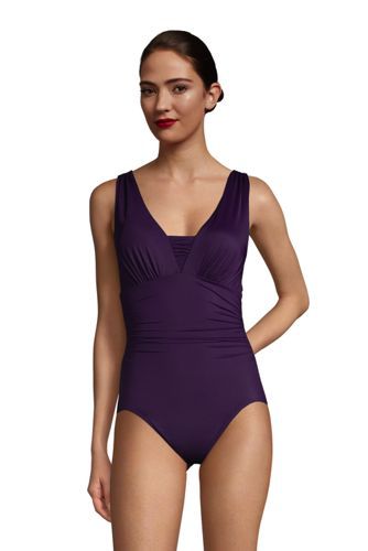 Women's Mastectomy Slender Grecian Tummy Control Chlorine Resistant One Piece Swimsuit | Lands' End (US)