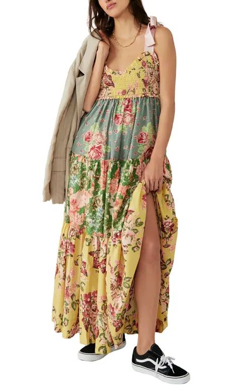 Free People Bluebell Mixed Floral Cotton Maxi Dress in Warm Combo at Nordstrom, Size X-Small | Nordstrom
