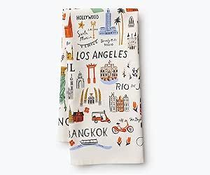 RIFLE PAPER CO. Bon Voyage Tea Towel, 28" L x 21" W, Add Color into Your Kitchen with Vibrant Scr... | Amazon (US)