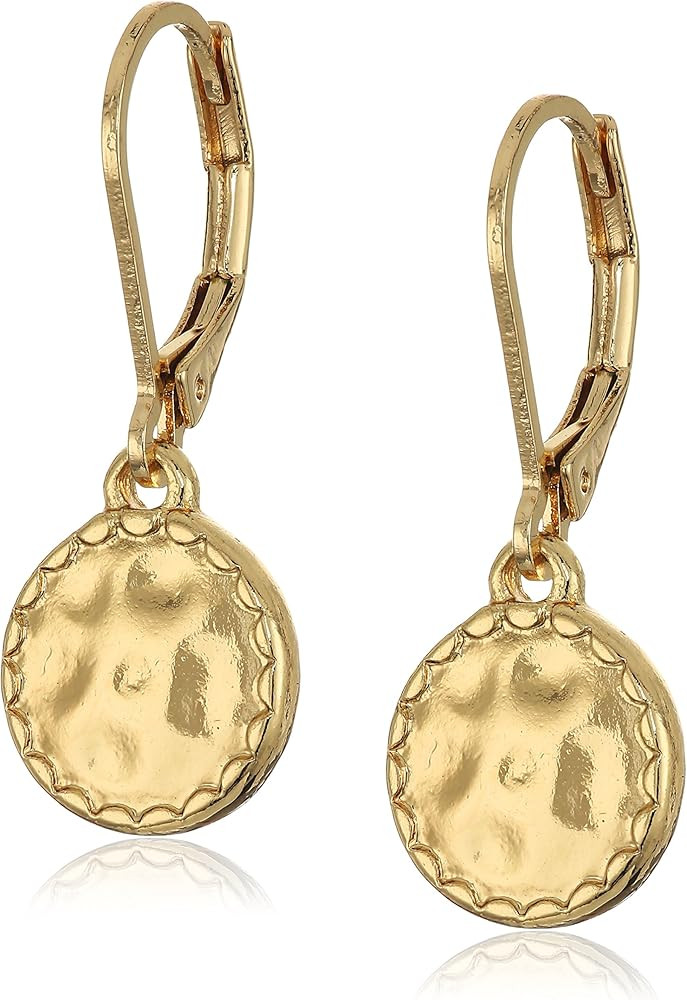 Napier Classics Goldtone Hammered Disk Drop Earrings | Amazon (US)