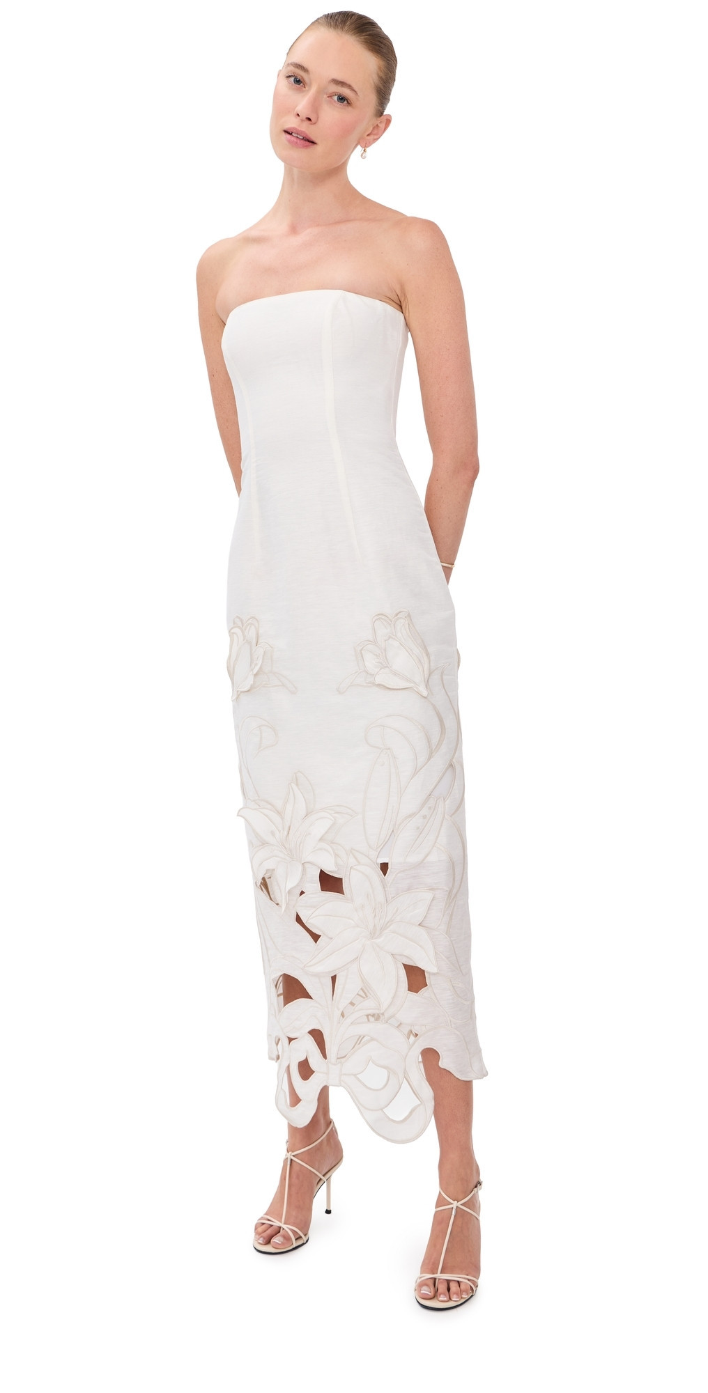 Leo Lin Rayna Applique Bustier Maxi Dress Snow 6 | Shopbop