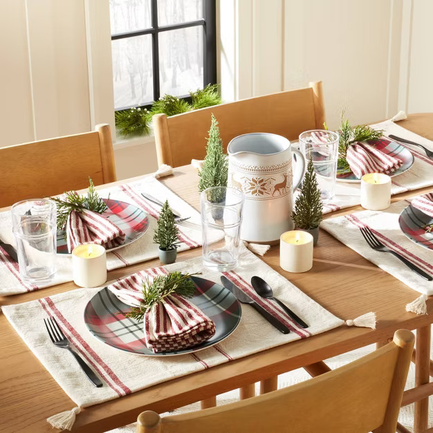 4pk Faux Cedar Sprig Plastic Napkin Ring Set - Hearth & Hand™ with Magnolia | Target