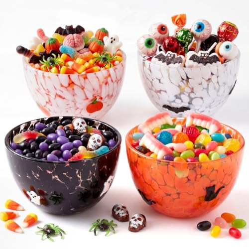 FoldTier 4 Pcs Halloween Snack Bowl, 14oz Pumpkin, Ghost, Bat, Cat Candy Dessert Bowls Double Old Fashioned Serving Bowls Gifts for Halloween Party Favors Table Decoration Supplies | Amazon (US)