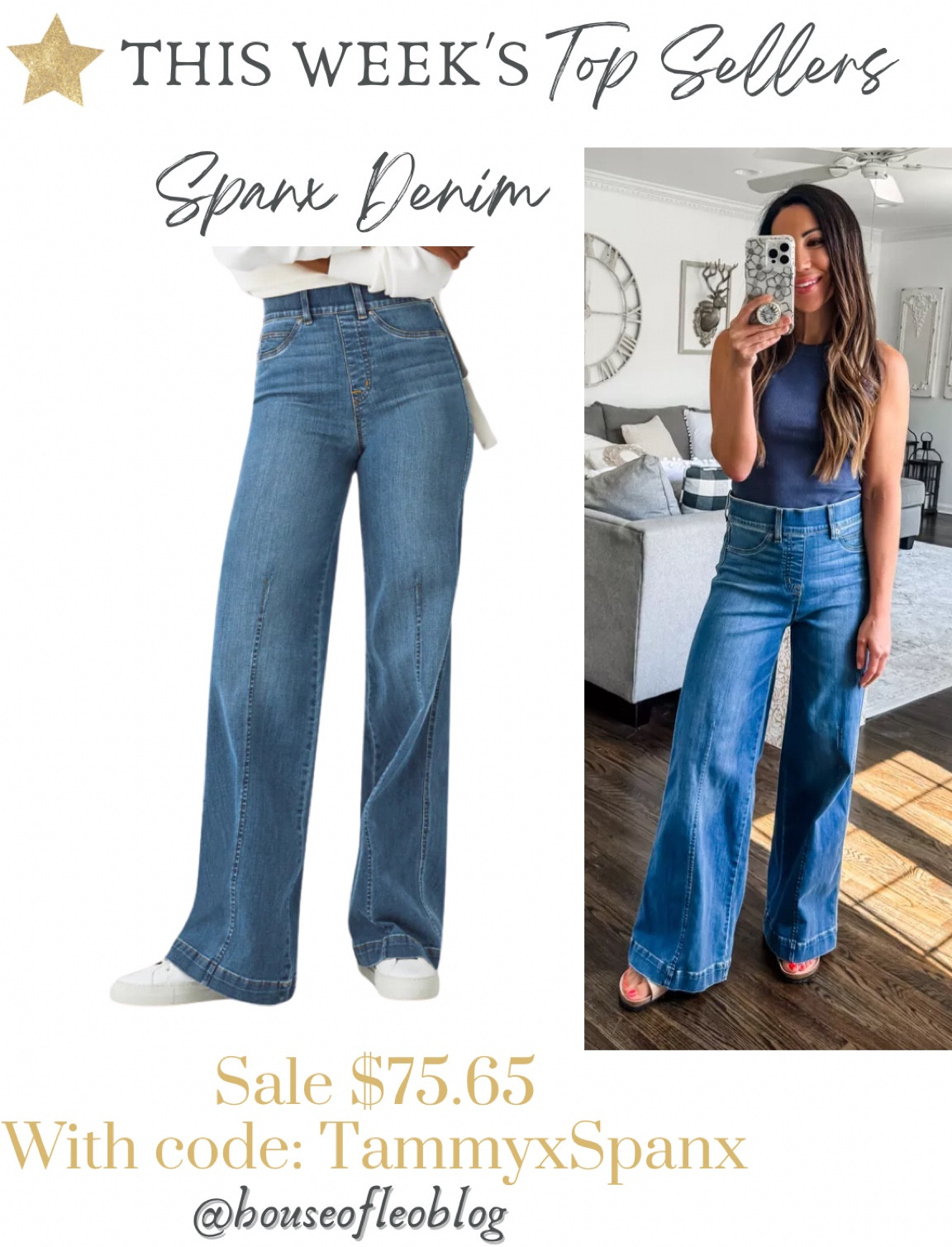 Spanx code tammyxspanx. 
Jeans small petite. 
Wide leg jeans, Spanx jeans, Spanx denim 

#LTKFindsUnder100 #LTKOver40 #LTKSaleAlert