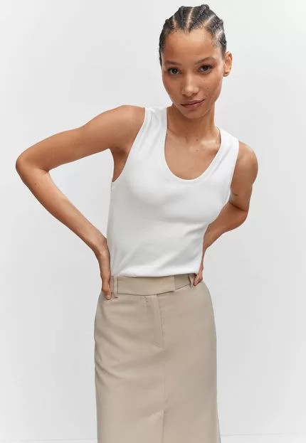 Regata Canelada Mango Lisa Branca | Dafiti (BR)