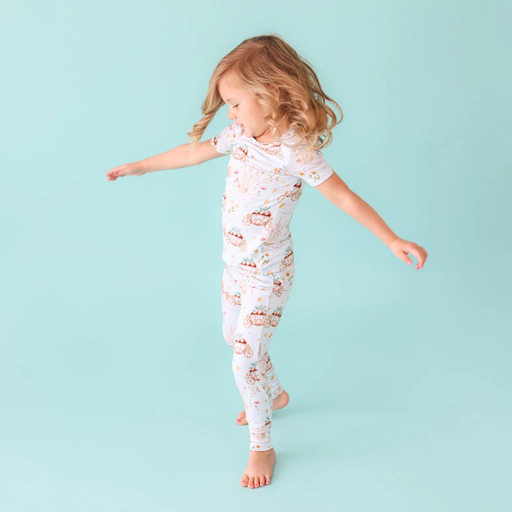 Fairy Tale Blue Short Sleeve Toddler Pajamas | Catherine | Posh Peanut
