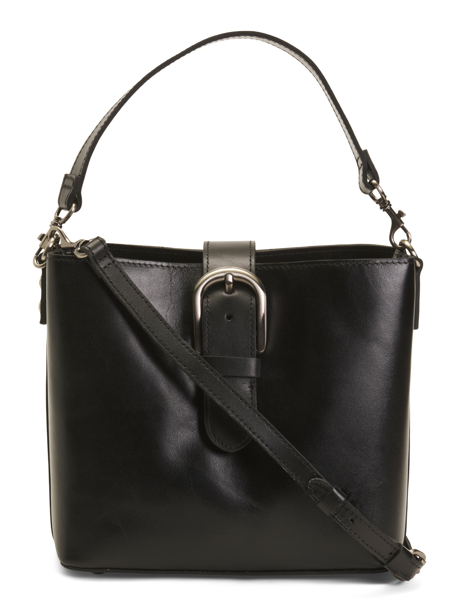 Leather Irving Top Handle Bucket Bag With Strap | TJ Maxx