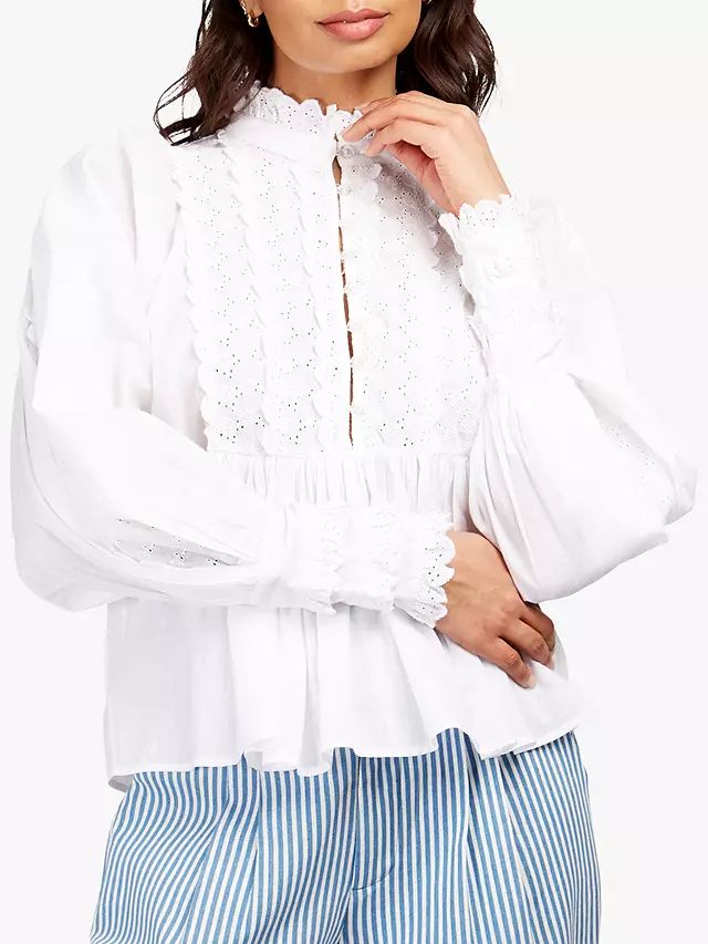 Somerset by Alice Temperley Victoriana Embroidered Lace Shirt, White | John Lewis (UK)