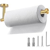 Brushed Gold Paper Towel Holder,Under Kitchen Cabinet Towel Paper Rack,Wall Mounted Round SUS304 ... | Amazon (US)