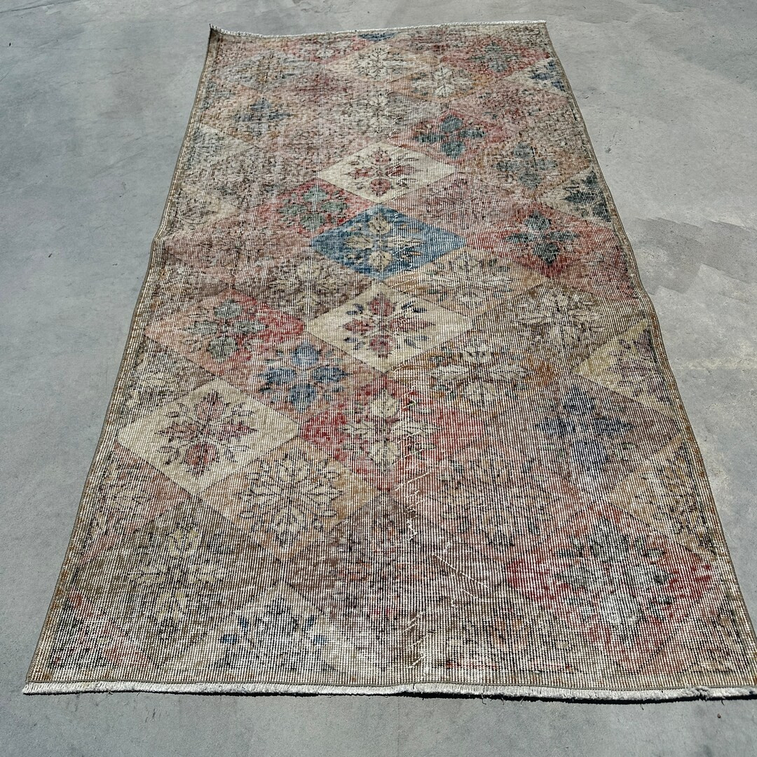 Turkish Rug, 4x7 Area Rug, Vintage Rug, Muted Oushak Rugs, Rugs for Salon, 3.8x7 Ft Orange Rug, W... | Etsy (US)