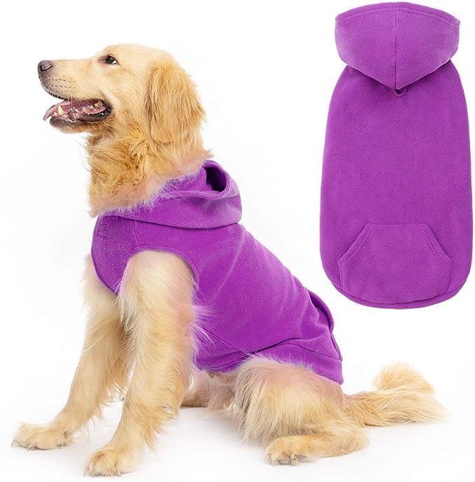 EXPAWLORER Dog Hoodie with Pocket, Polar Fleece Dog Sweatshirt Fall Cold Winter Sleeveless Sweate... | Amazon (US)