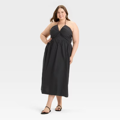 Women's Maxi Halter A-Line Dress - Universal Thread™ Black 4X | Target