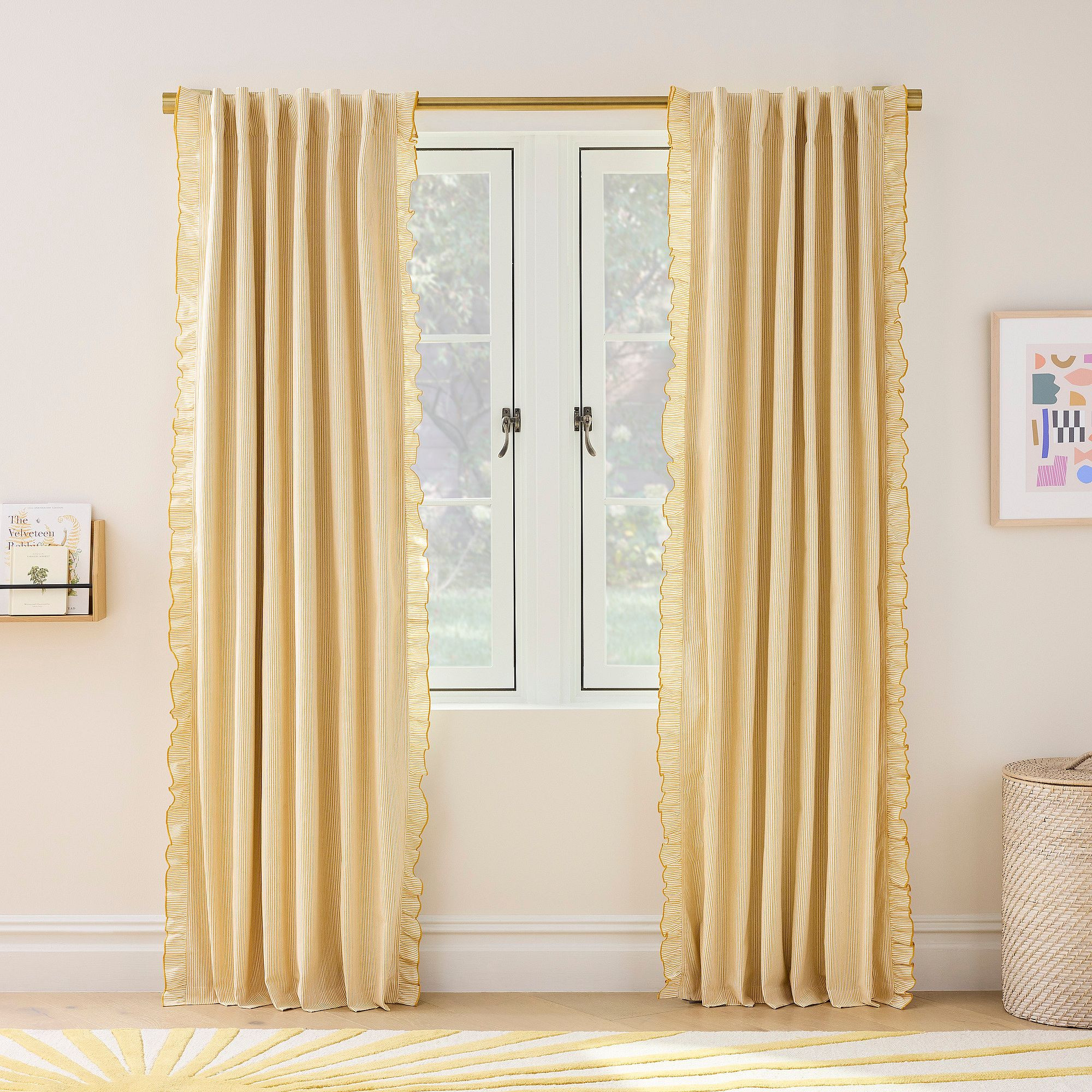 Kids Pinstripe Ruffle Curtain | West Elm (US)