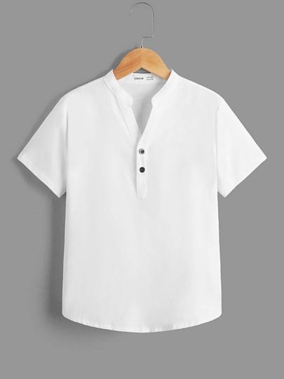 SHEIN Boys Solid Popover Shirt | SHEIN